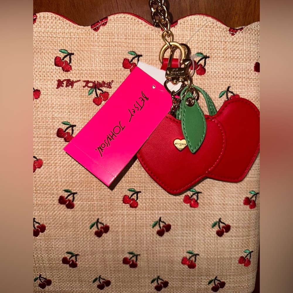 Betsey Johnson Red Cherry Print Tote Bag - Picture 2 of 5